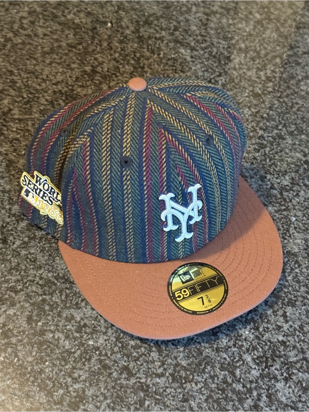 New Era 59FIFTY Multicolor Striped NY Mets Fitted Cap with Brown Visor 7 3/8